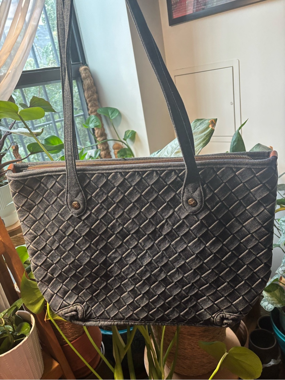 Patricia Nash Viotti X-Large Washed Woven Denim Tote Bag